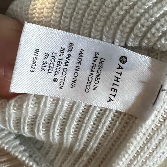 Athleta Rest Day Asymmetric Crewneck Sweater in White Size XS - Picture 9 of 9